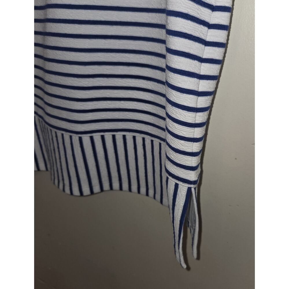 Jones NY Signature Striped Top Womens SIZE L Striped Blue White Nautical NWT - Picture 4 of 16